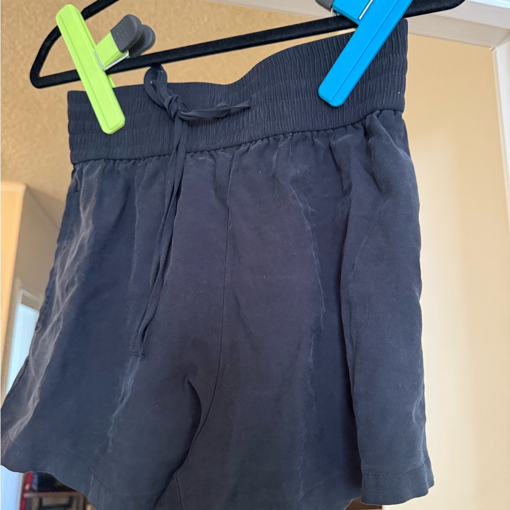 Open Edit Black Elastic Waist Shorts